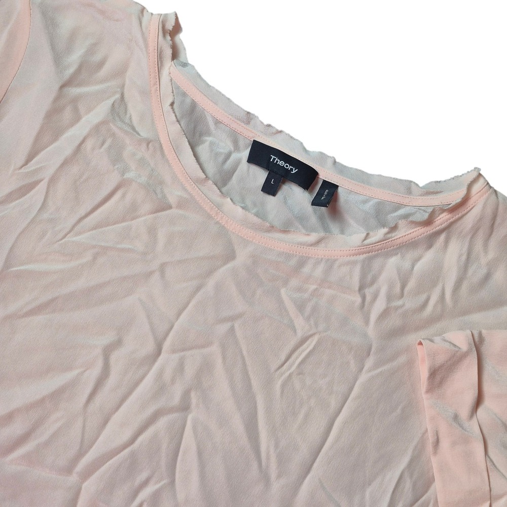 Theory Women's Large‎ Silk Short Sleeve Blouse Lightweight Summer Top